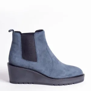 CECELIA NEW YORK - GEMMA SLIP ON LOW WEDGE BOOT NAVY