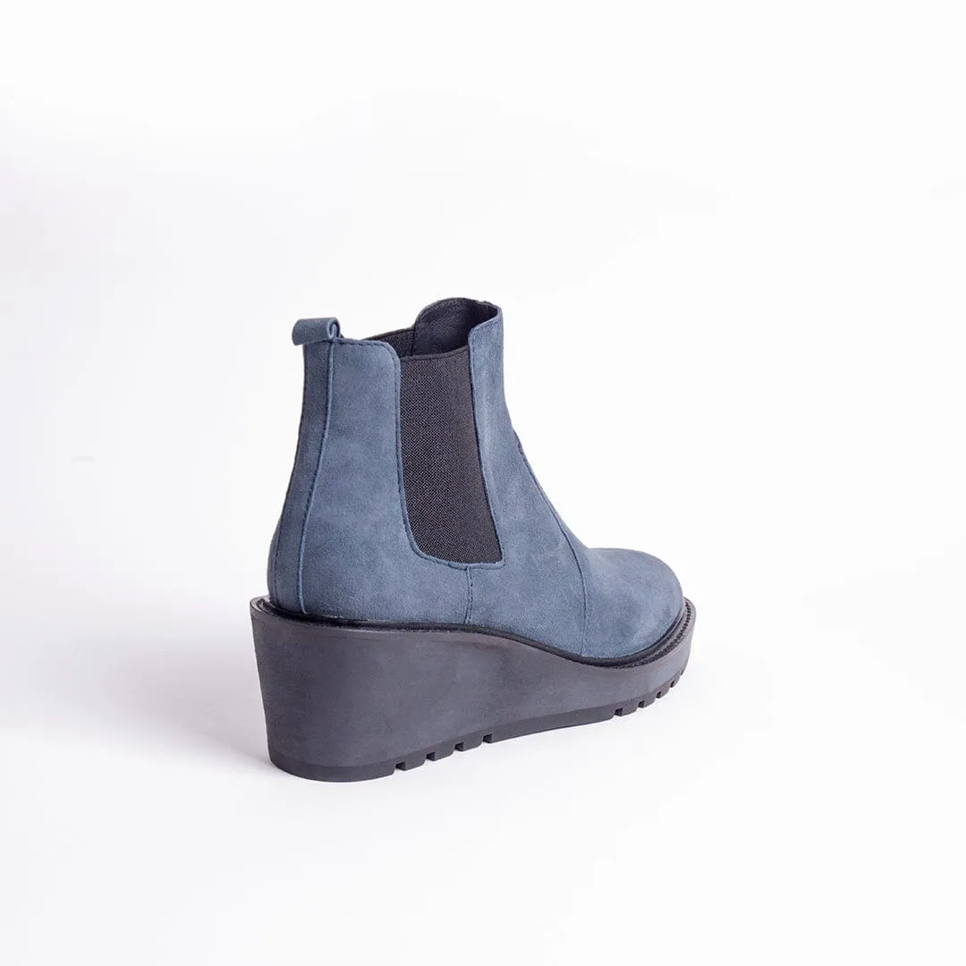 CECELIA NEW YORK - GEMMA SLIP ON LOW WEDGE BOOT NAVY