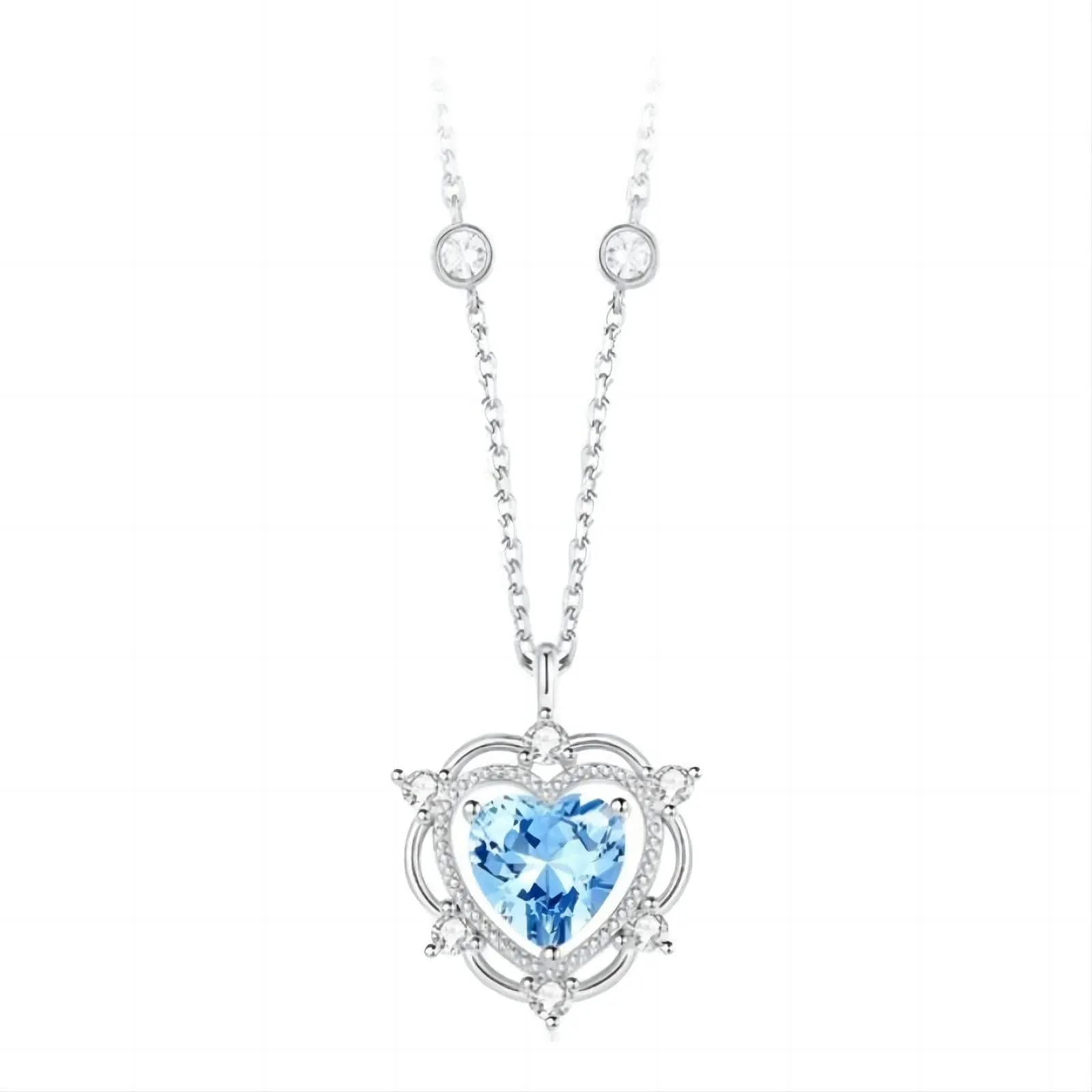 Chic CZ Inlaid Crystal Heart Necklace