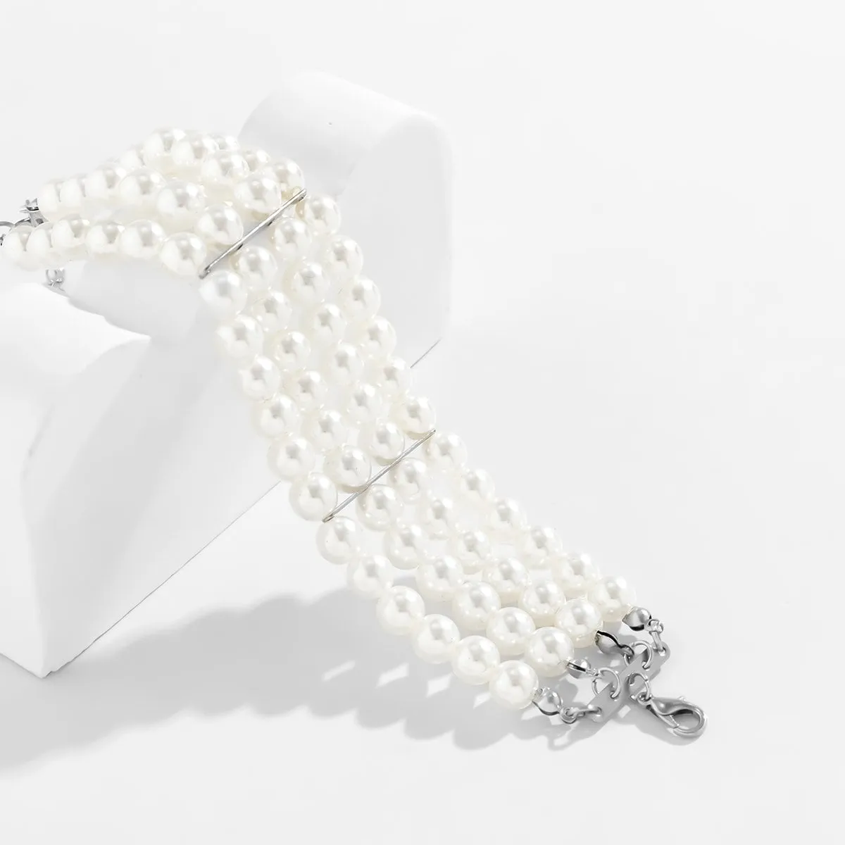 Chic Layered Pearl Wristband Bracelet