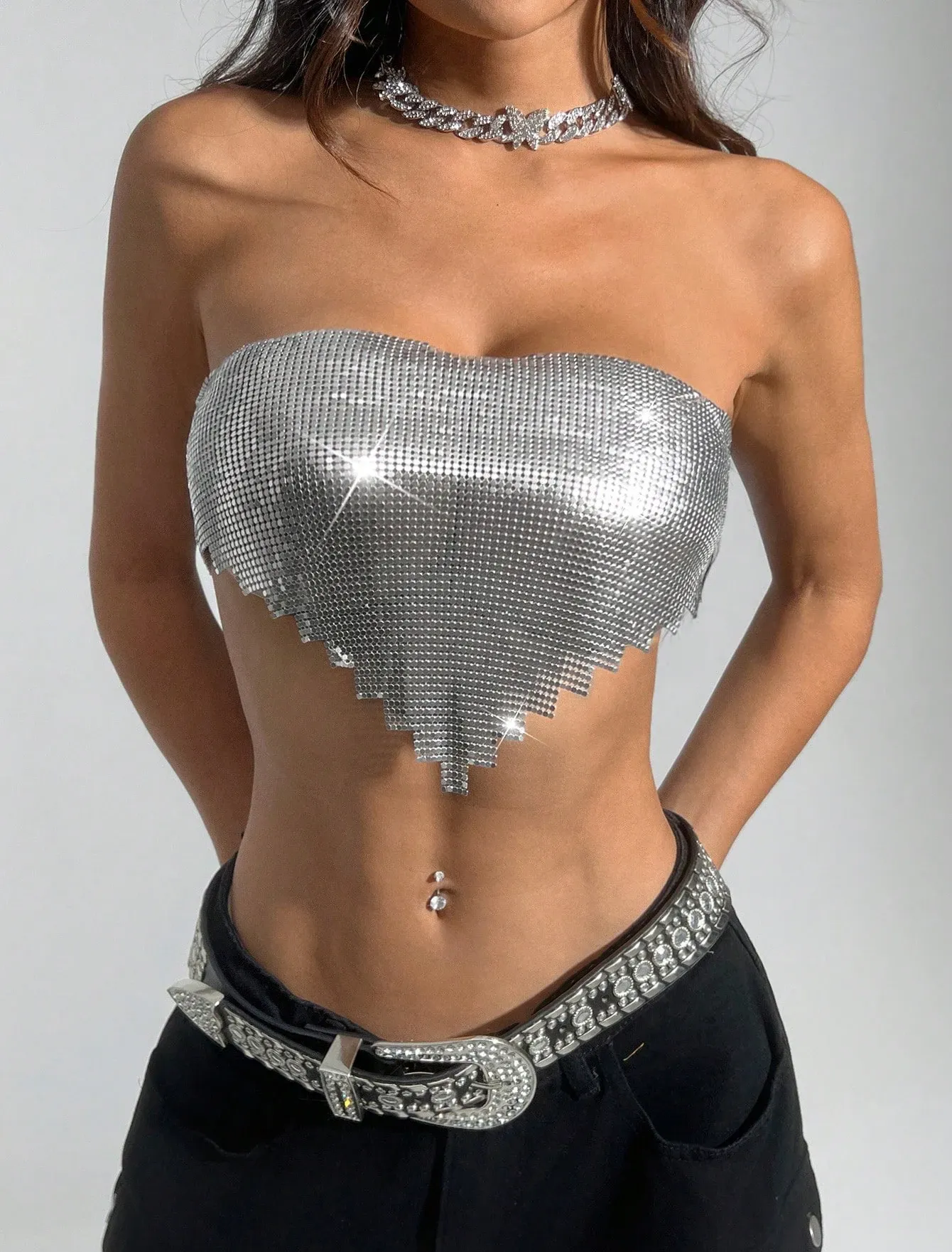 Chic Metal Sequins Party Tank Top