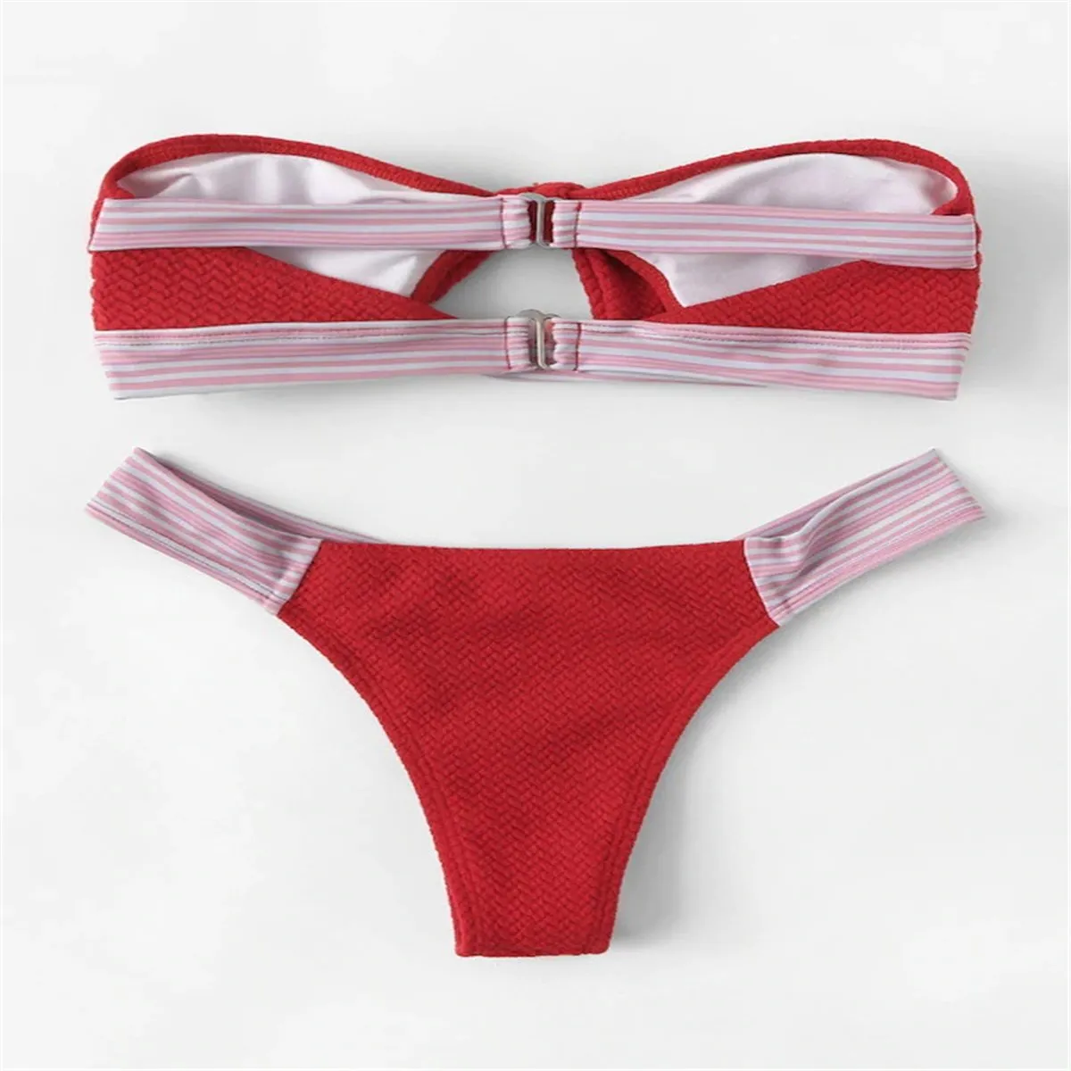 Chic Plain Strappy Color Block Swimwear