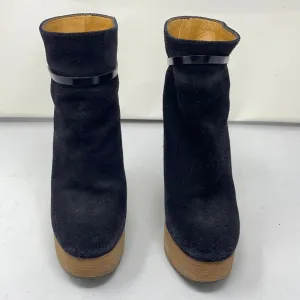 Chloe Black Suede Platform Wedge Bootie