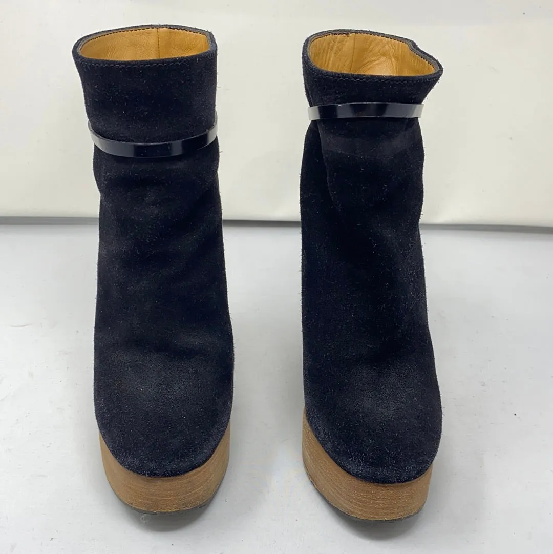 Chloe Black Suede Platform Wedge Bootie