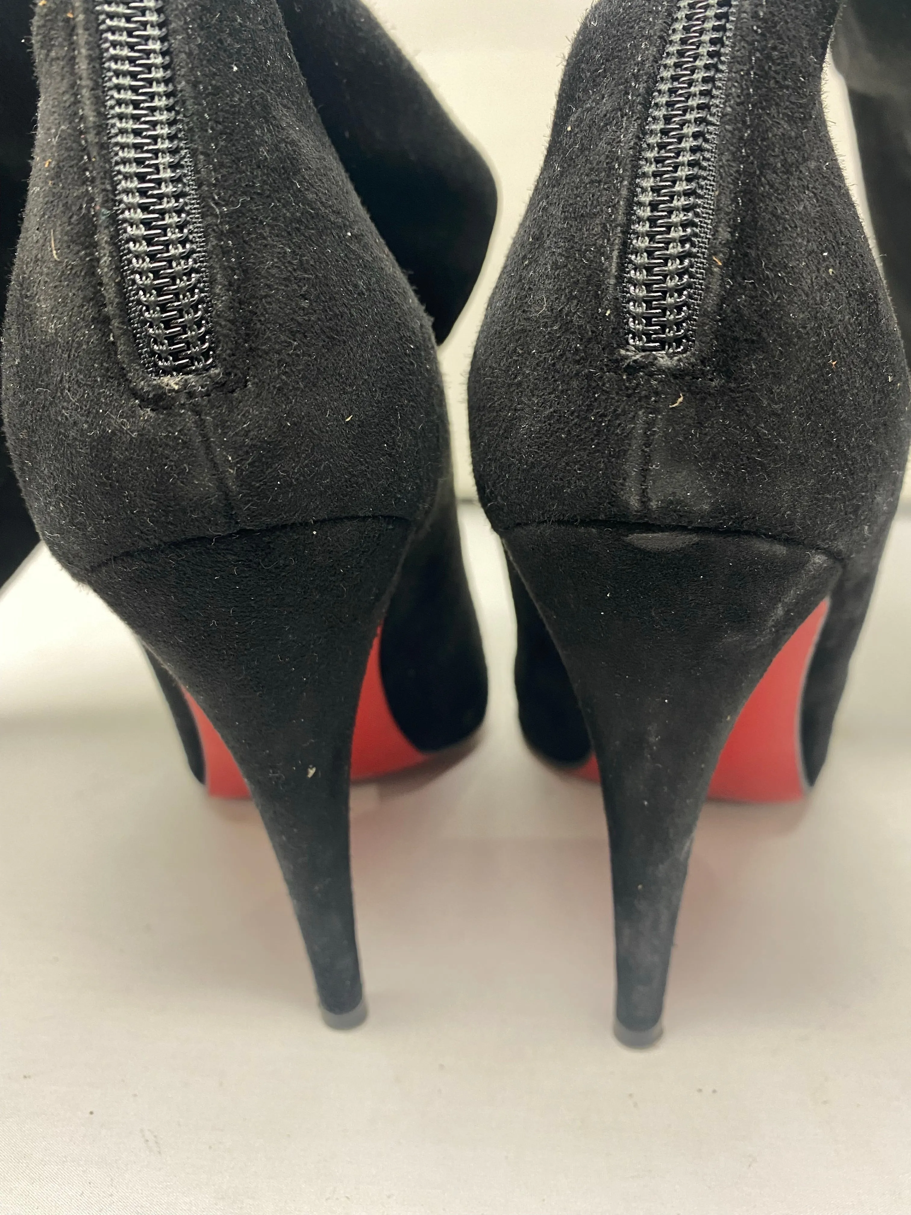 Christian Louboutin Black Suede Back Zip Boot