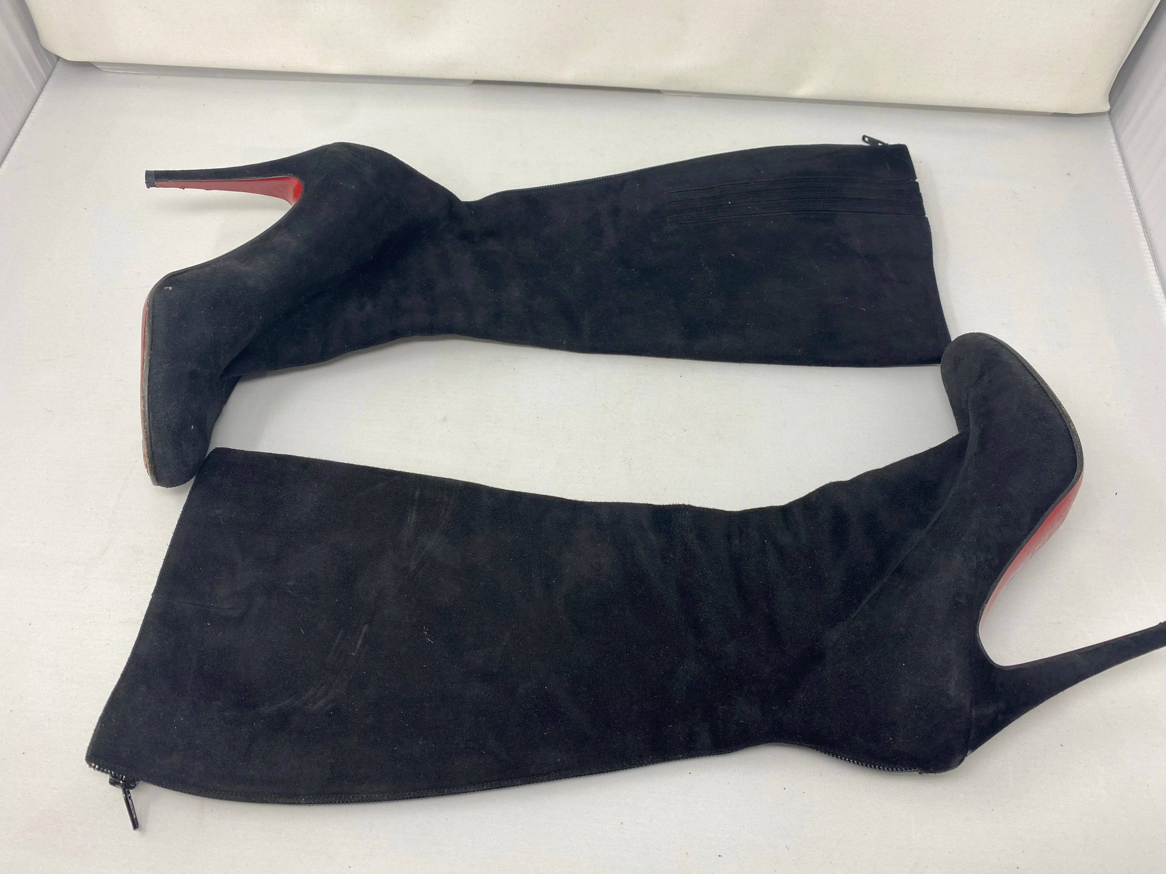 Christian Louboutin Black Suede Back Zip Boot