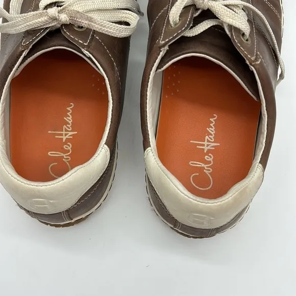 Cole‎ Haan Men's Sneakers Size 9.5 D Brown Leather Lace Up With Nike Air Soles