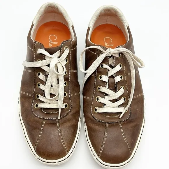 Cole‎ Haan Men's Sneakers Size 9.5 D Brown Leather Lace Up With Nike Air Soles