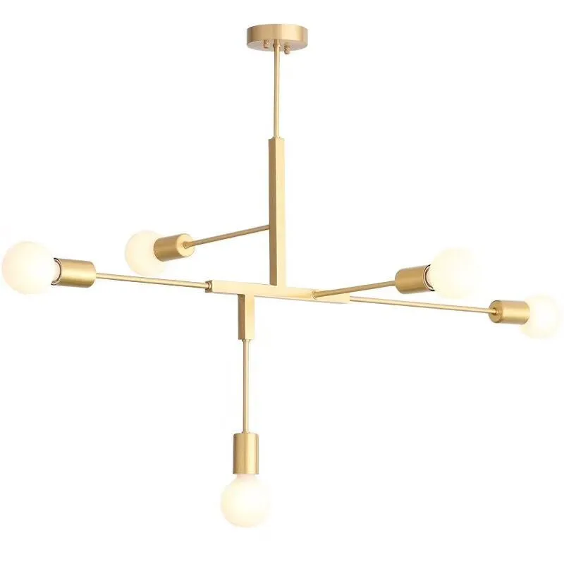 Copper Nordic Pendant lamp,Simple 5 Lights Pendant Light Modern Iron Art