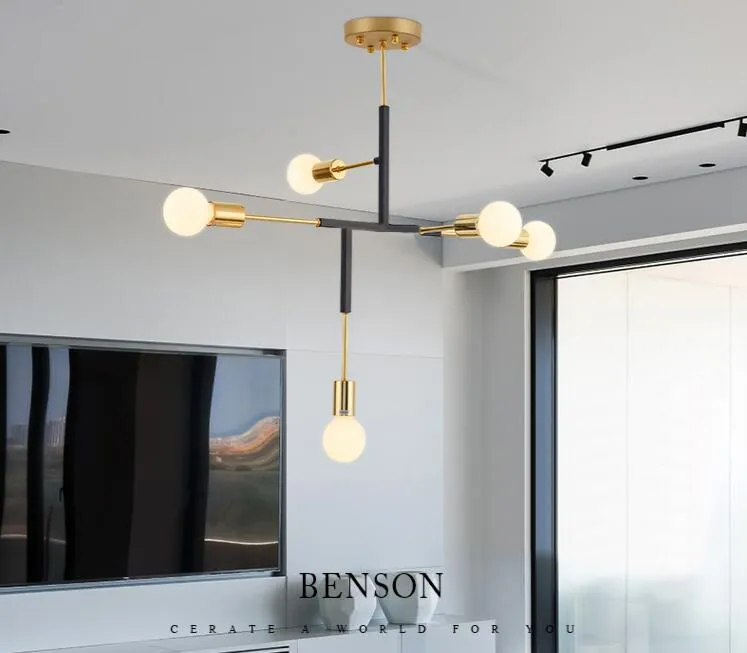 Copper Nordic Pendant lamp,Simple 5 Lights Pendant Light Modern Iron Art