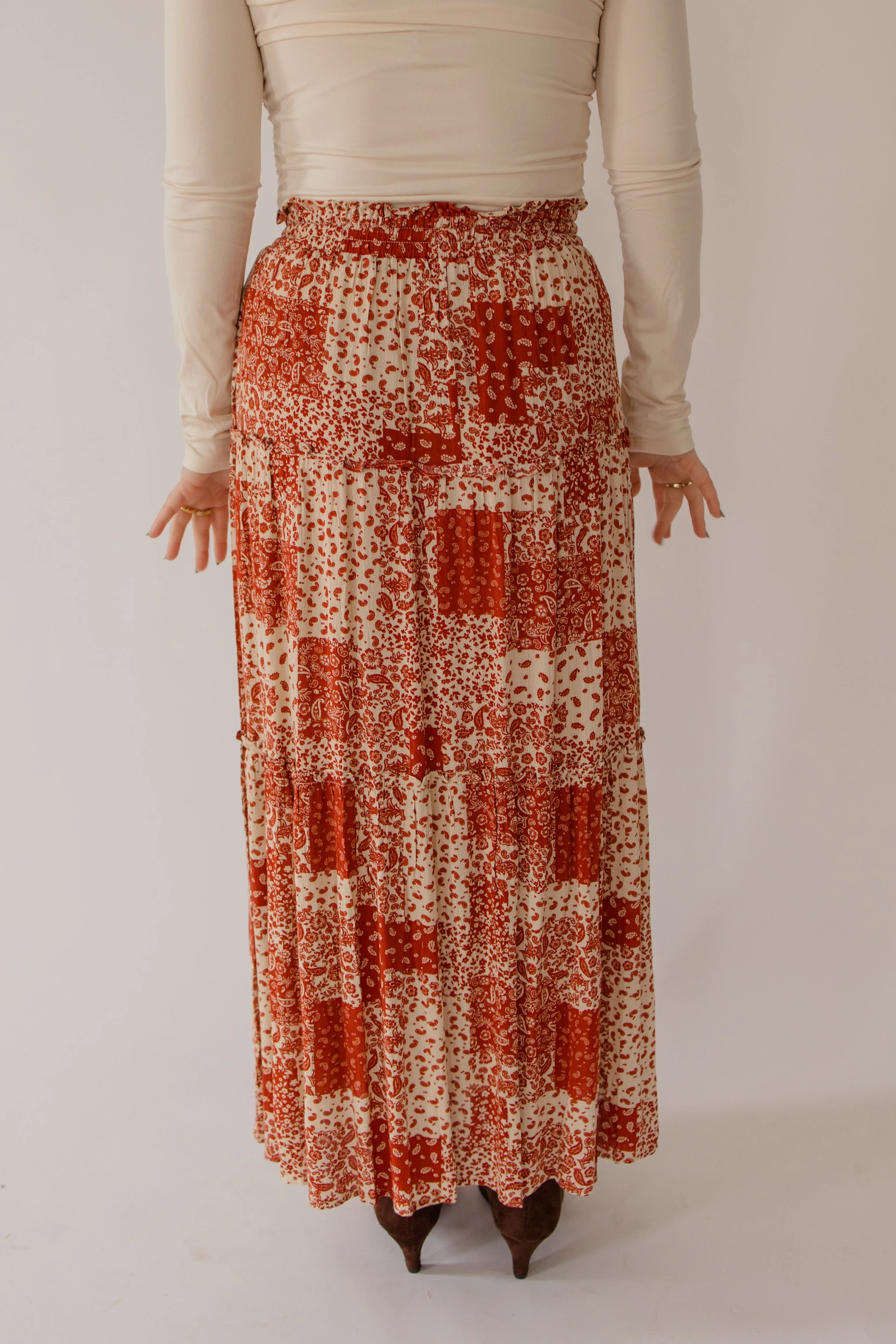 Dainty Paisley Patchwork Tiered Skirt