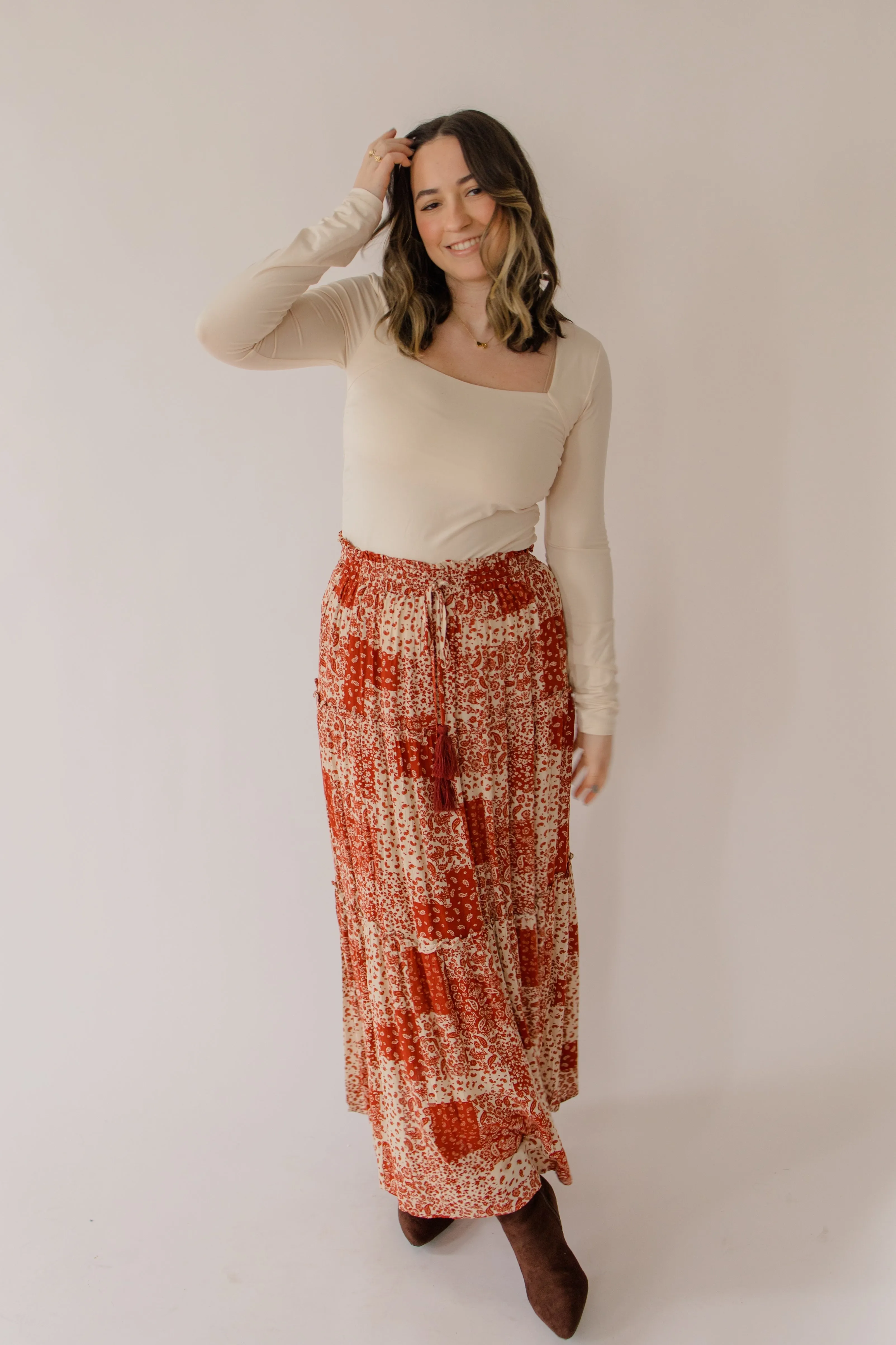 Dainty Paisley Patchwork Tiered Skirt