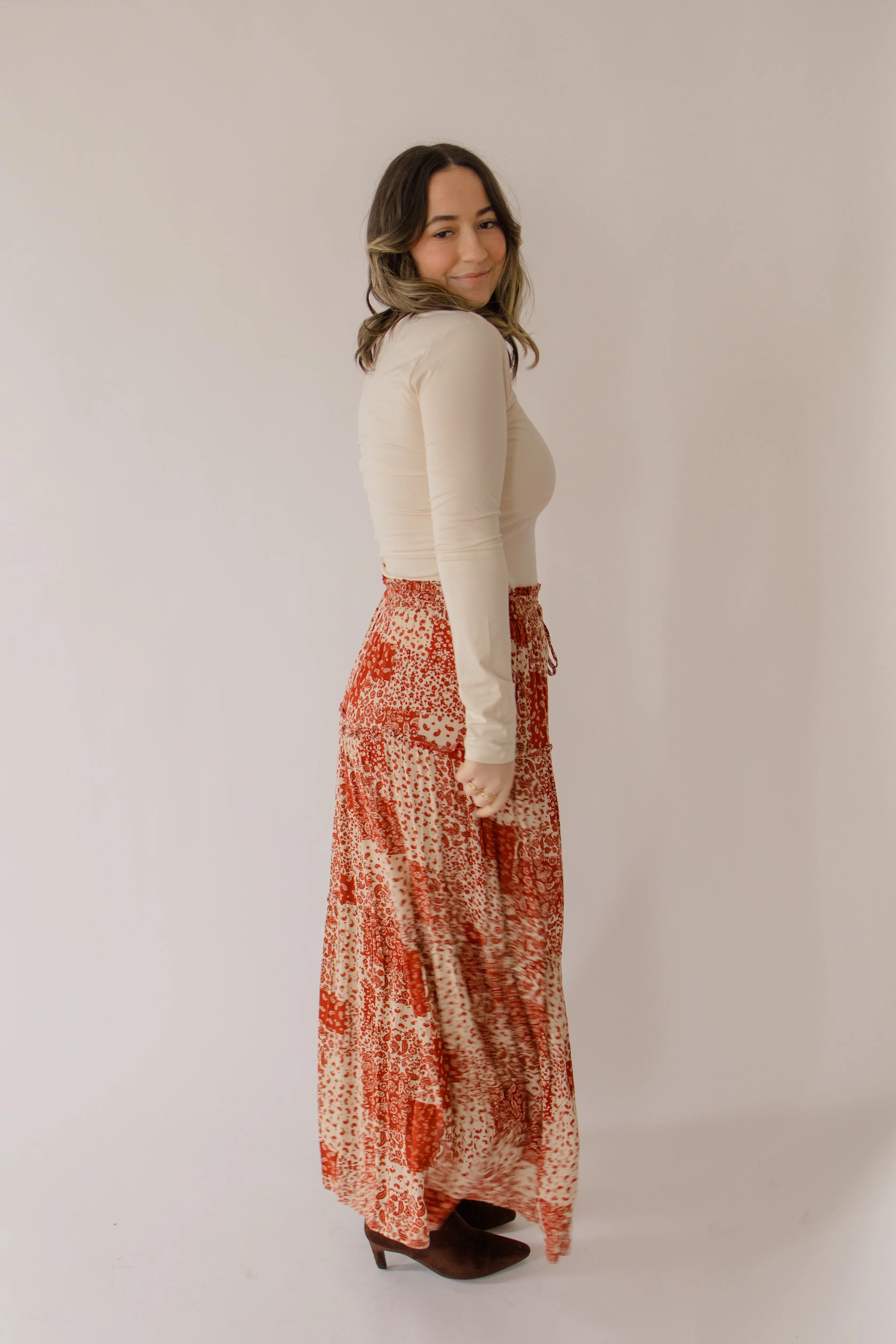 Dainty Paisley Patchwork Tiered Skirt