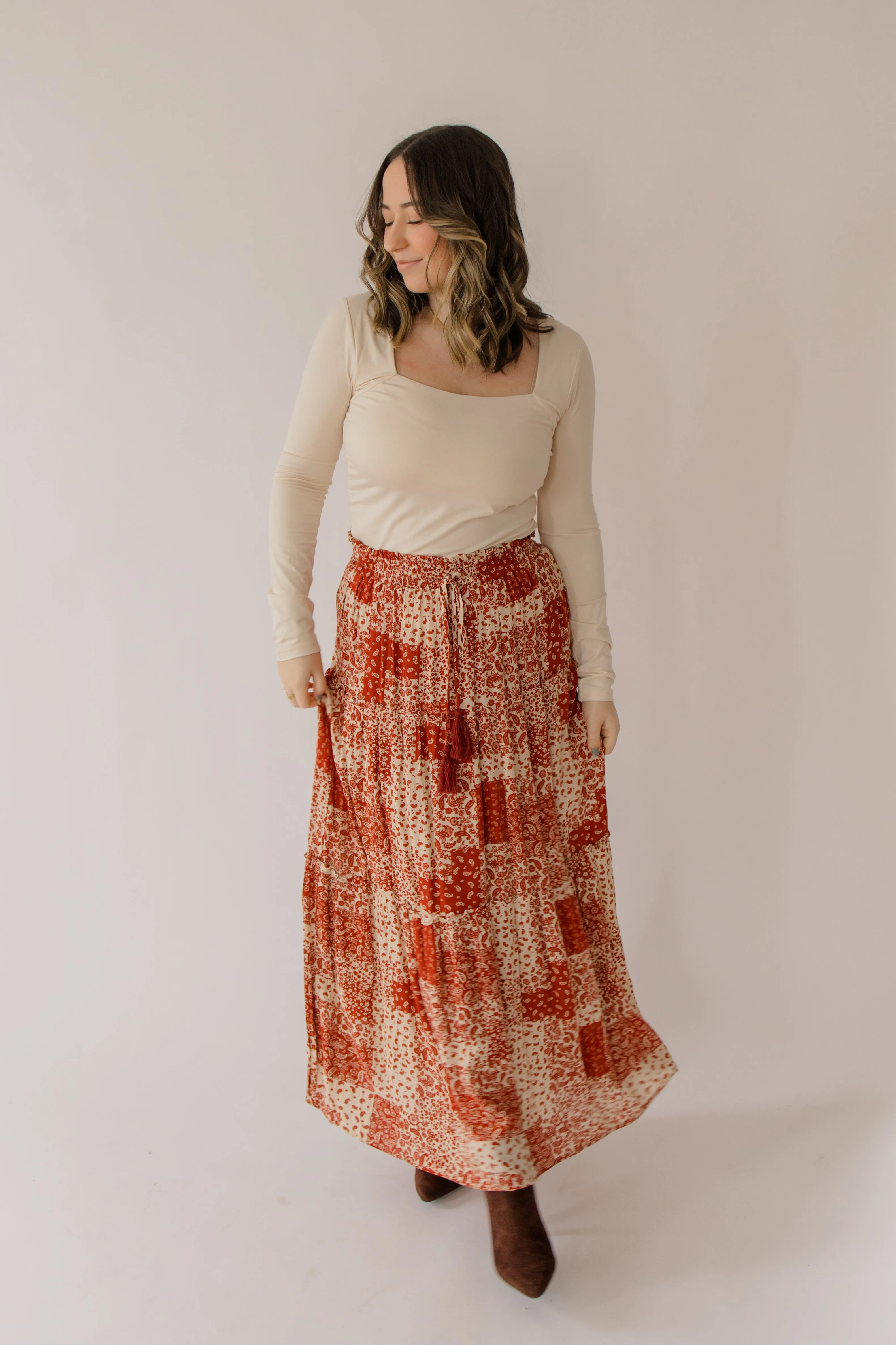 Dainty Paisley Patchwork Tiered Skirt