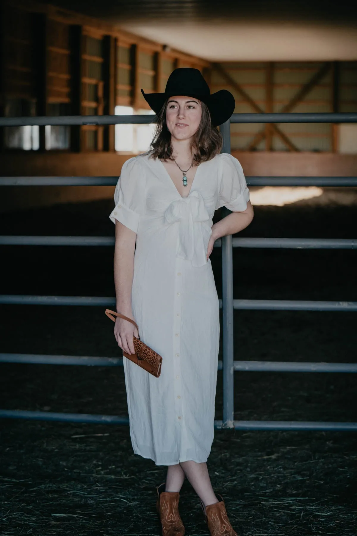 'Daphine' White Button Down Short Sleeve Dress (S & M ONLY)