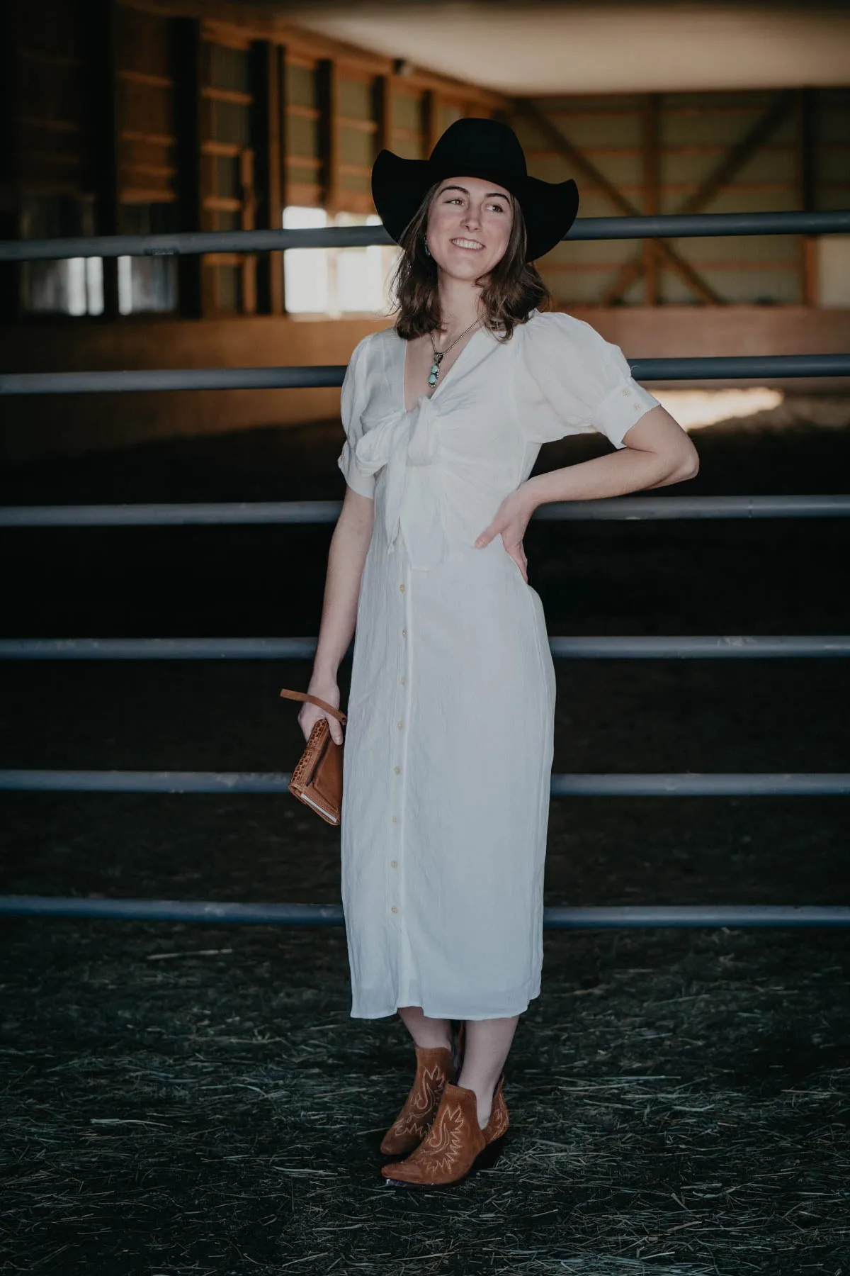 'Daphine' White Button Down Short Sleeve Dress (S & M ONLY)