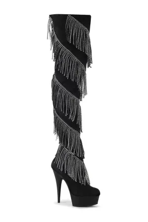 DELIGHT-3065 Thigh Boot | Black Faux Suede
