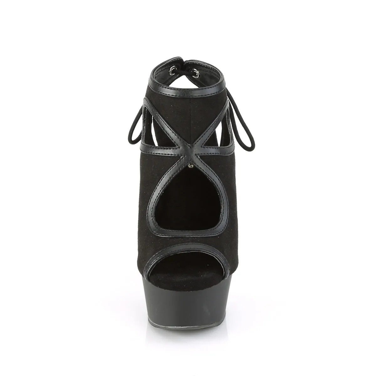DELIGHT-643  Black Faux Suede-Faux Leather/Black Matte