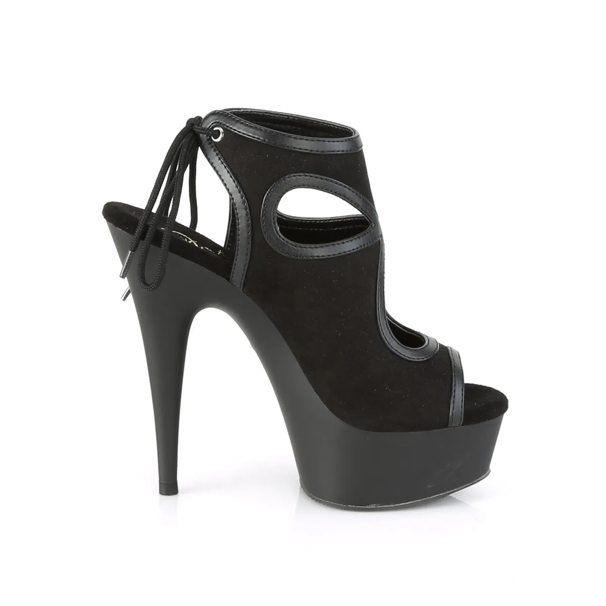 DELIGHT-643  Black Faux Suede-Faux Leather/Black Matte