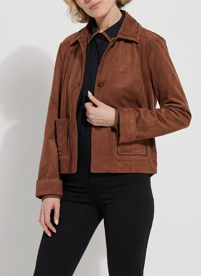 Demi Embroidered Vegan Suede Jacket