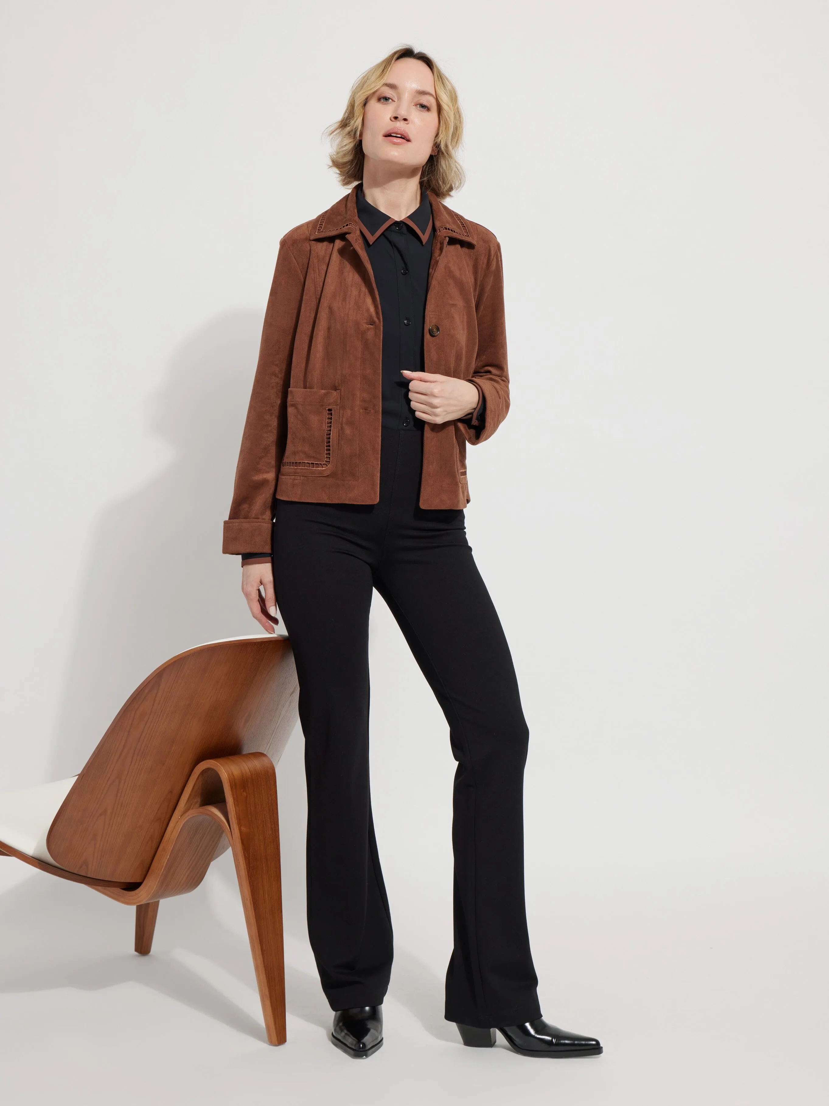 Demi Embroidered Vegan Suede Jacket