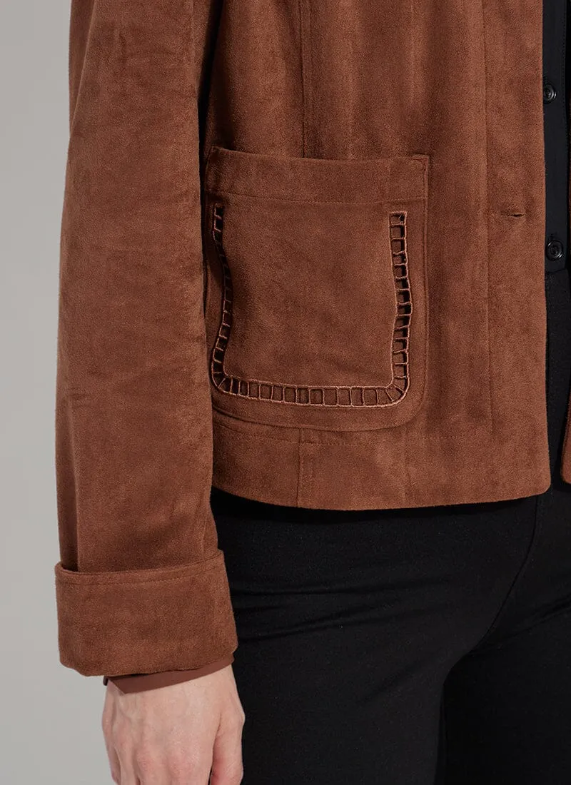 Demi Embroidered Vegan Suede Jacket