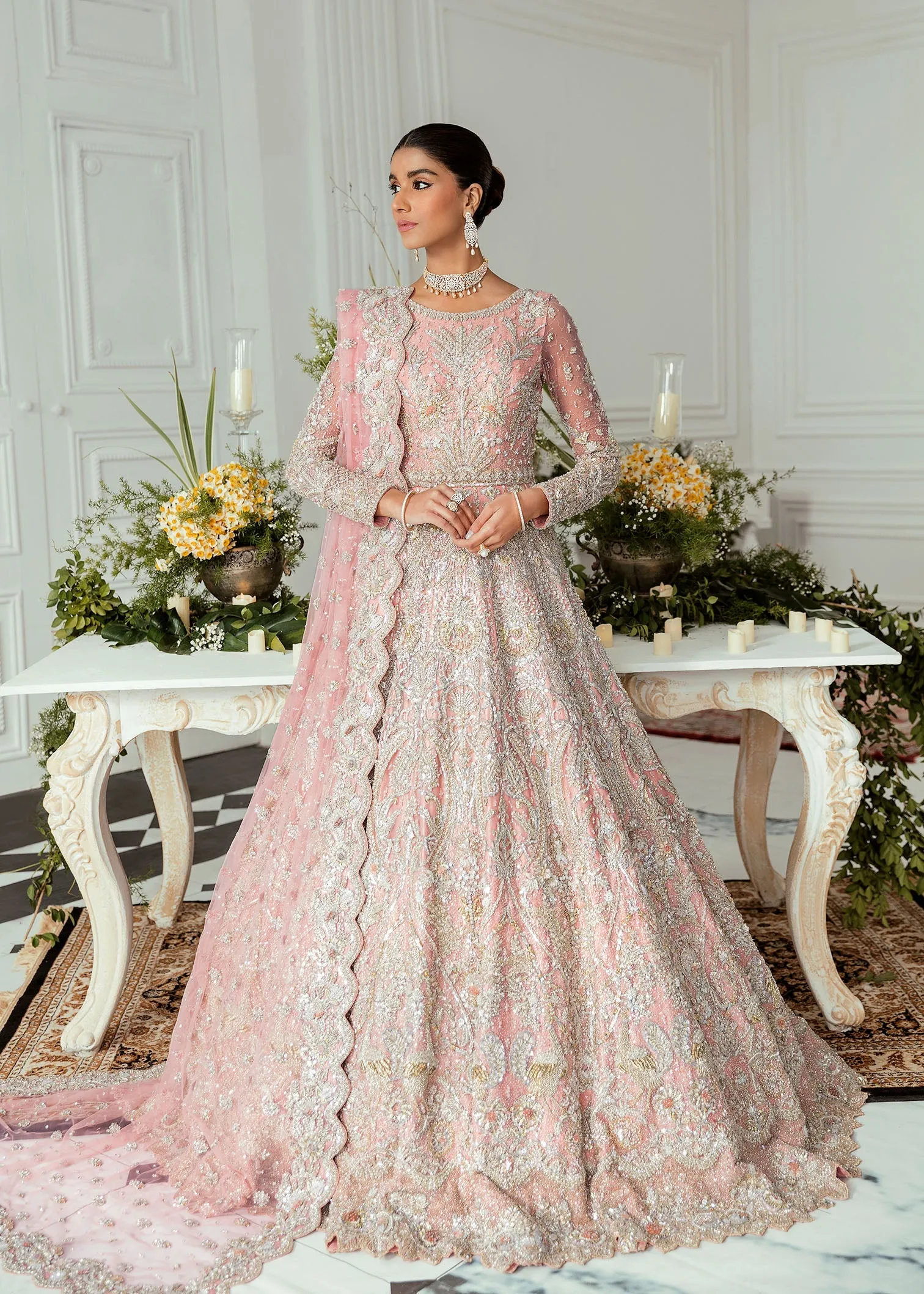 Designer Bridal Light Pink Indian Wedding Dress #BN1226