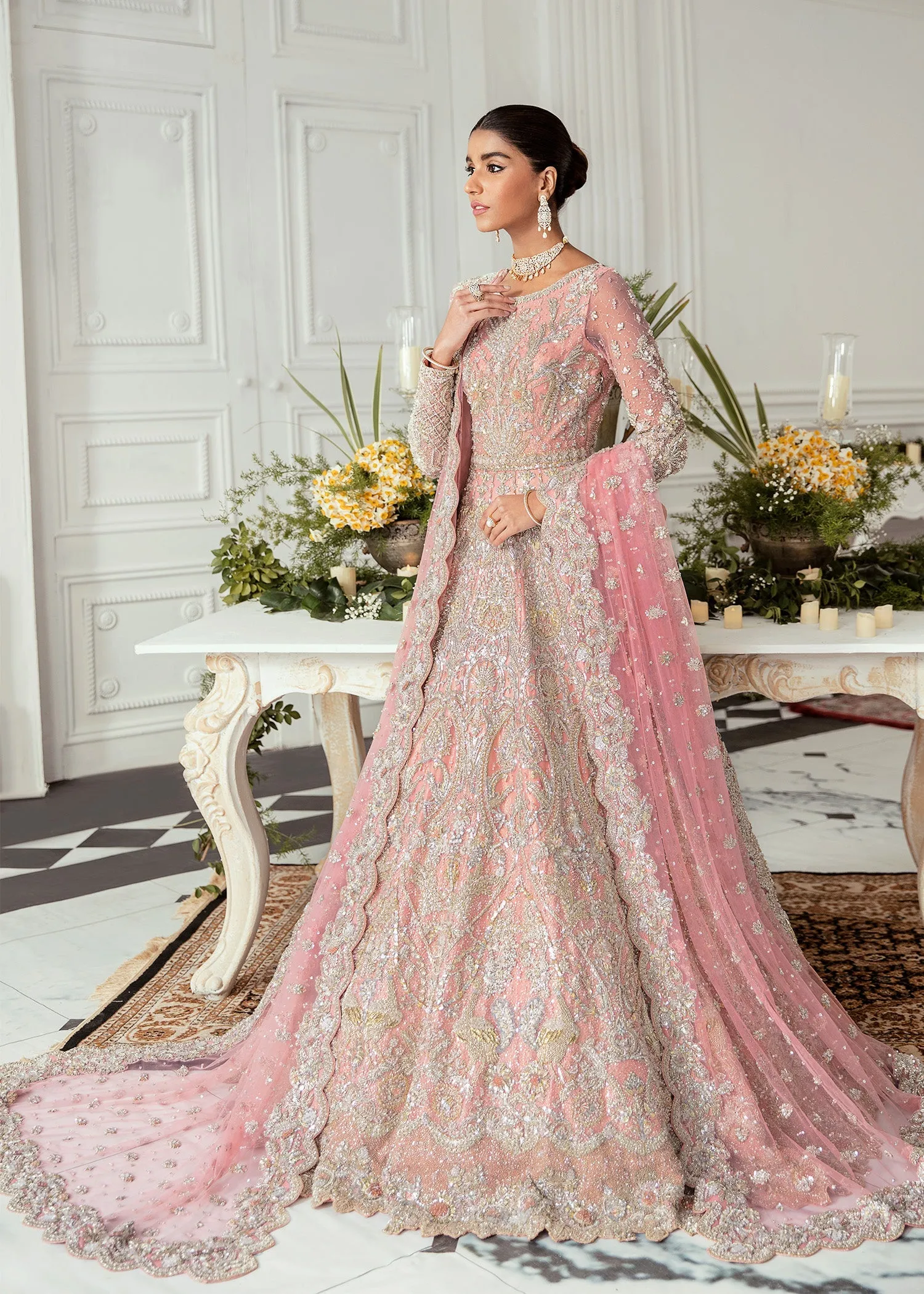 Designer Bridal Light Pink Indian Wedding Dress #BN1226