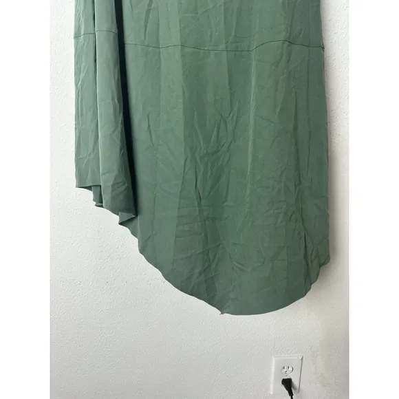 EILEEN FISHER Asymmetrical Shift Maxi Dress Medium Green Lagenlook Beach $238