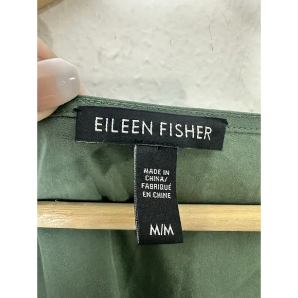 EILEEN FISHER Asymmetrical Shift Maxi Dress Medium Green Lagenlook Beach $238