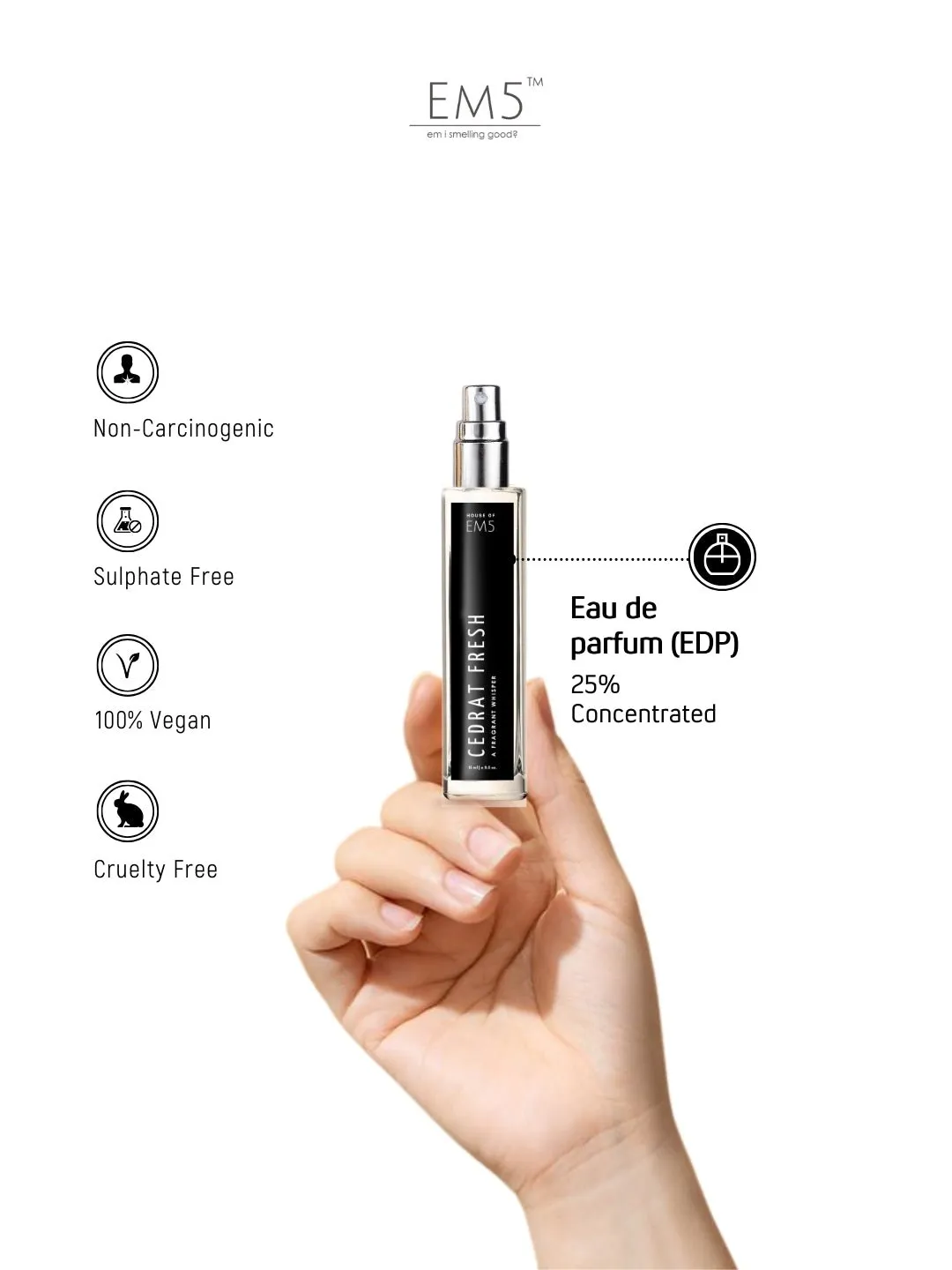 EM5™ Cedrat Fresh Unisex Perfume EDP Spray for Men & Women | Woody Citrus Aromatic Warm Spicy Fragrance | Luxury Gift for Him / Her | Variants Available: 50 ml Spray / 15 ml Spray