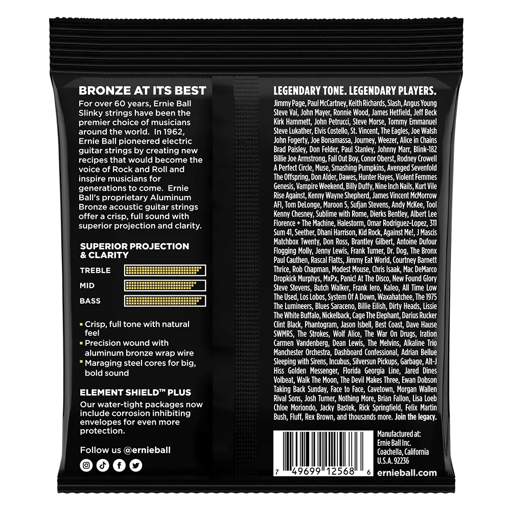 Ernie Ball Light Aluminum Bronze Acoustic Guitar Strings, 11-52 Gauge