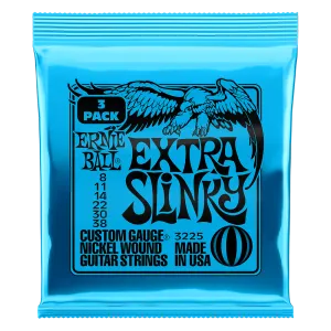Extra Slinky Nickel Wound Electric Guitar Strings 3 Pack 8 38