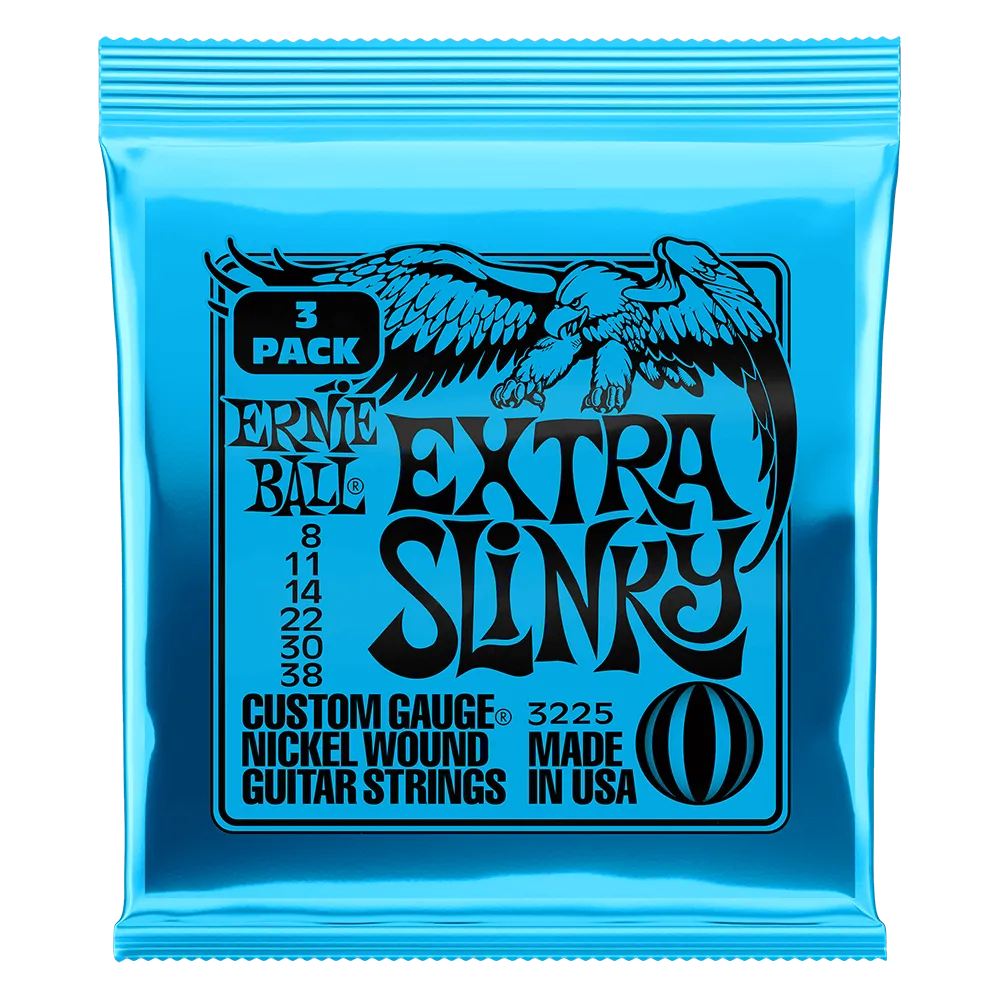 Extra Slinky Nickel Wound Electric Guitar Strings 3 Pack 8 38