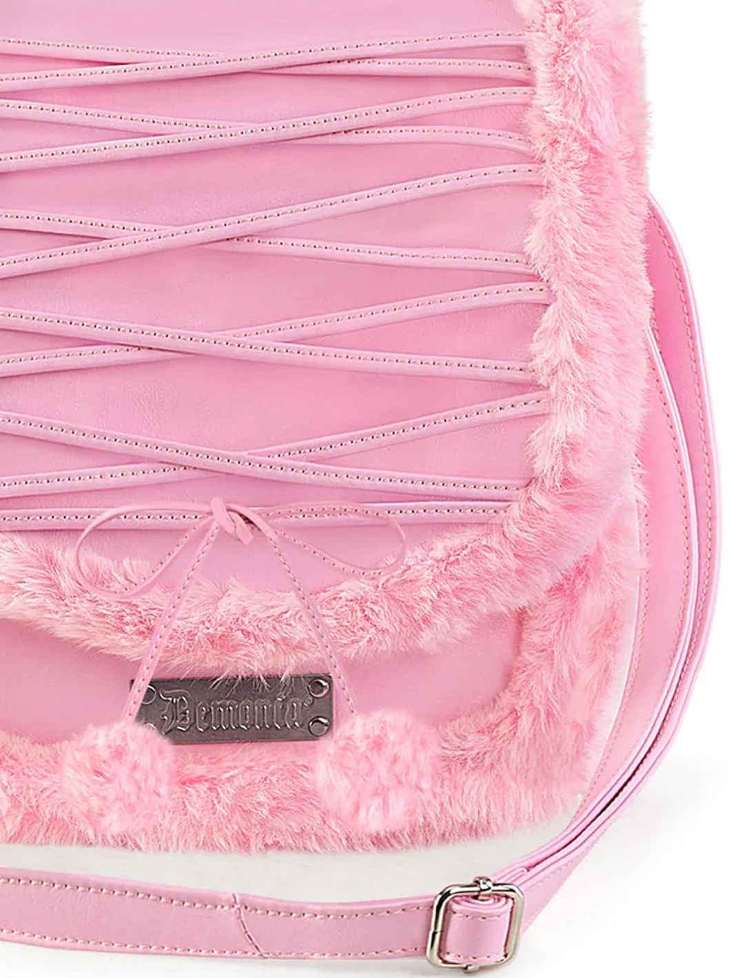 FAUX SUEDE & FUR CROSS BODY BAG - BABY PINK