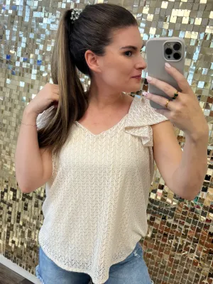 Flutter Sleeve Crochet Top - Cream by Sew In Love