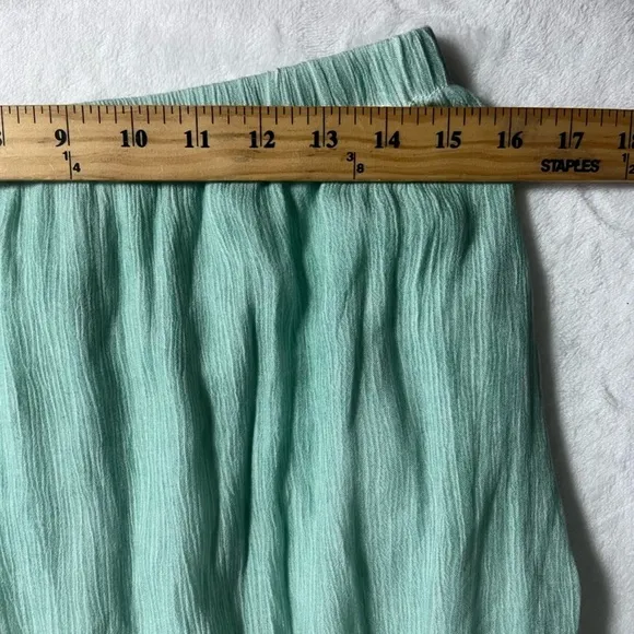 FREE PEOPLE If Only Mint Green Ruffled Asymmetrical Gauzy Boho Maxi Skirt L