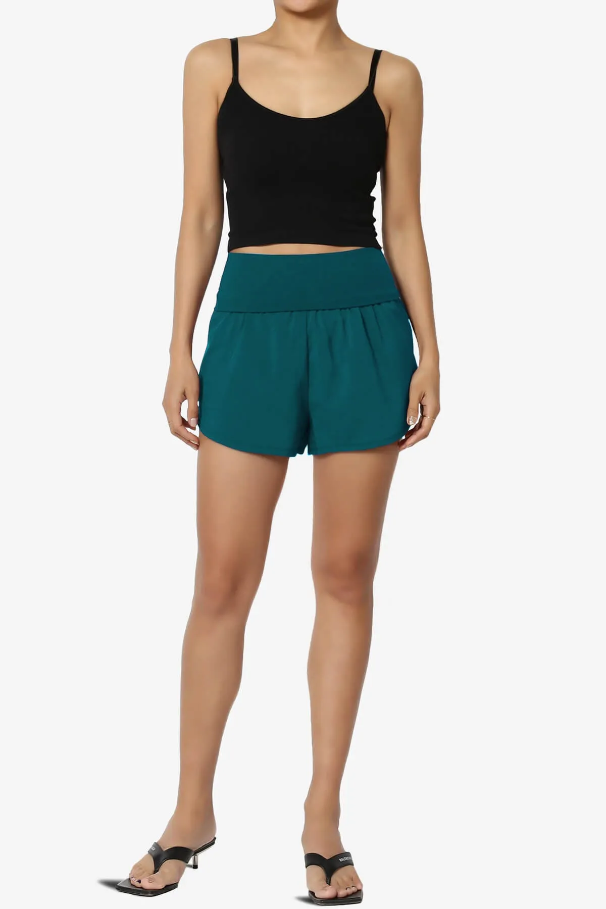 Game Time Foldover High Waist Running Shorts