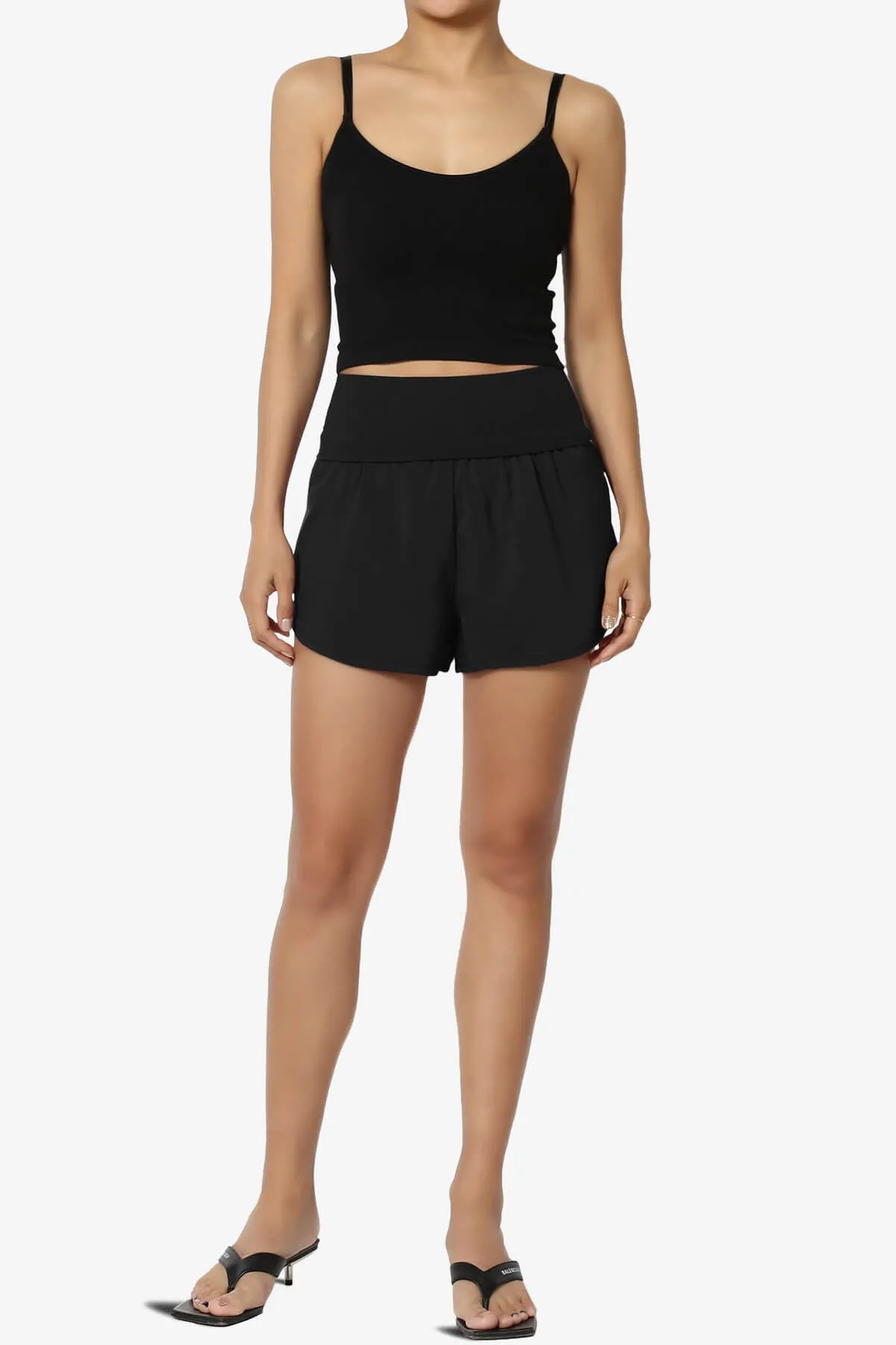Game Time Foldover High Waist Running Shorts