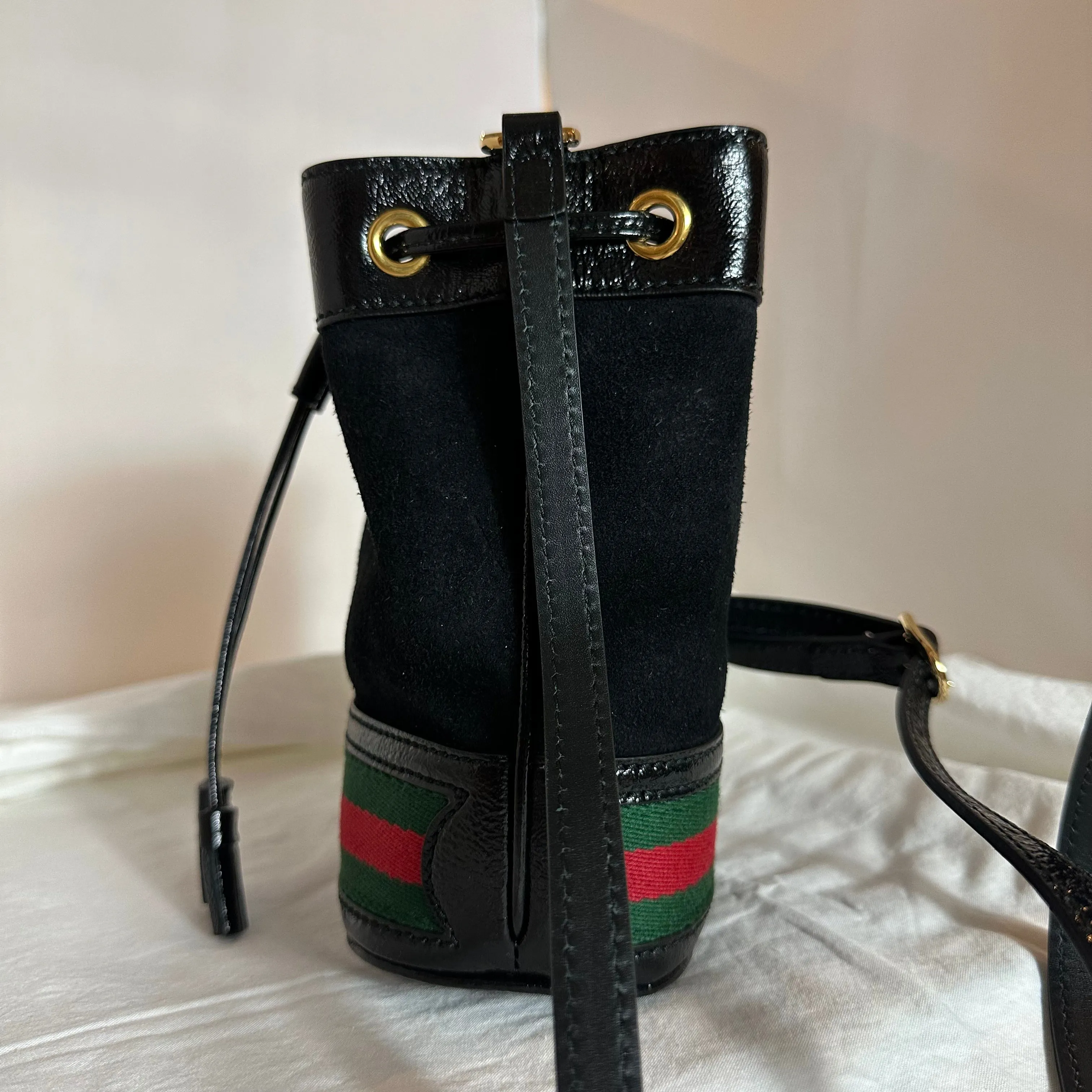 Gucci Ophidia Suede Mini Bucket Bag in Black