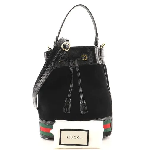 Gucci Ophidia Suede Mini Bucket Bag in Black