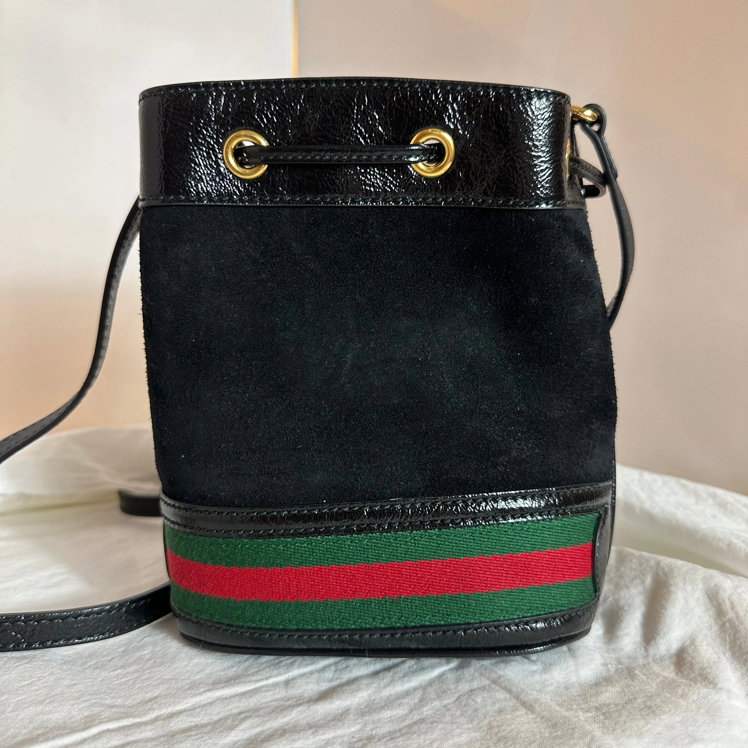 Gucci Ophidia Suede Mini Bucket Bag in Black