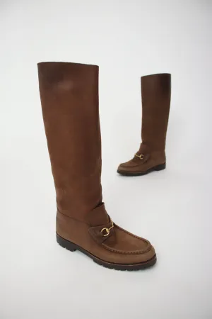 Gucci Suede Horsebit Tall Boots