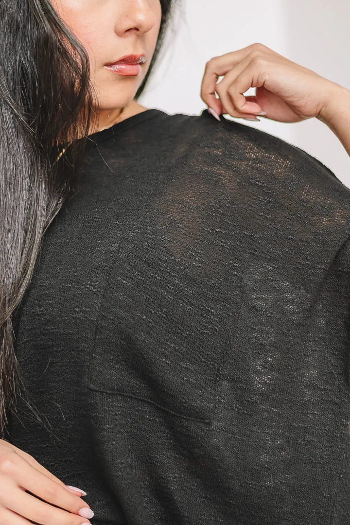Hacci Luxe Pocket Top | Black