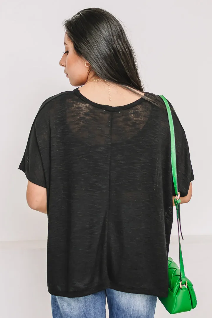 Hacci Luxe Pocket Top | Black