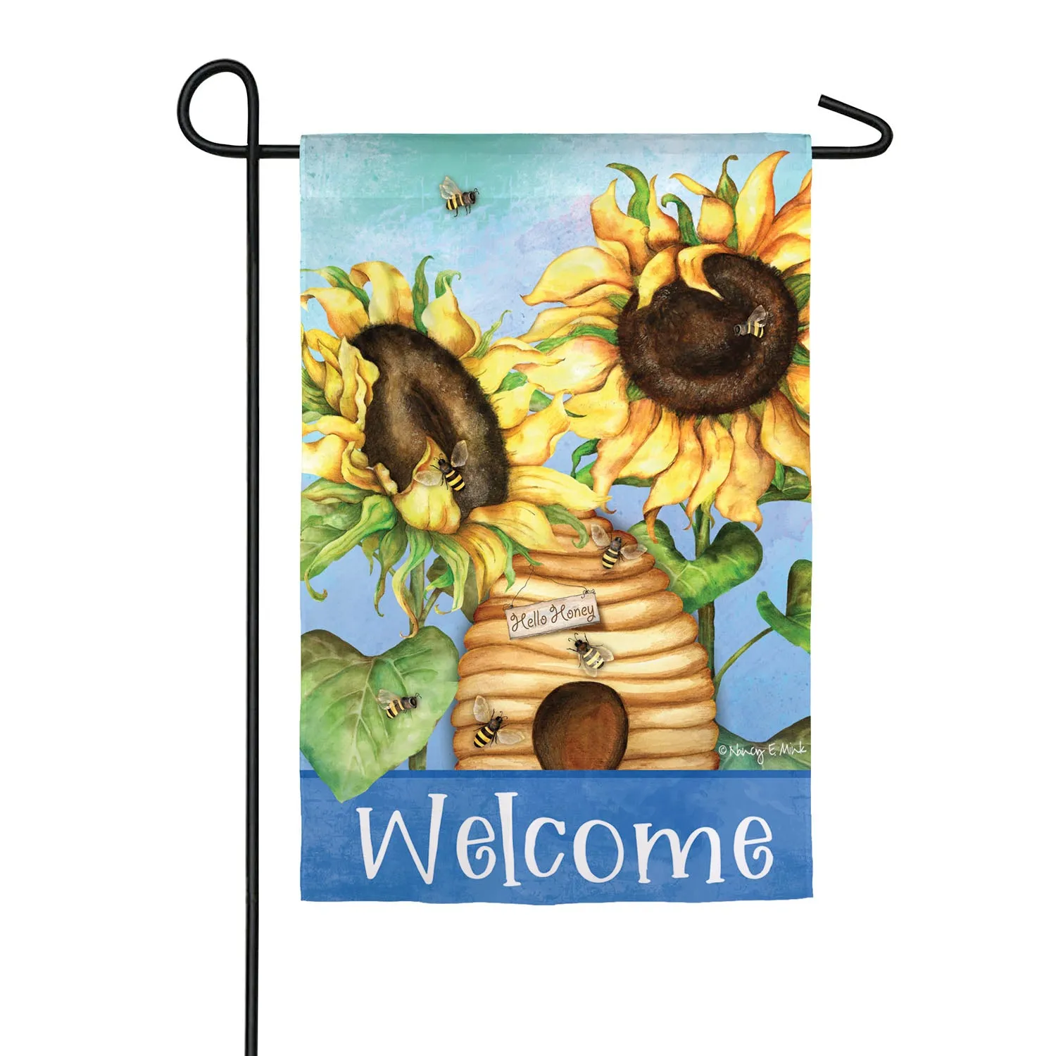 Hello Honey Sunflowers Garden Suede Flag,14s9084