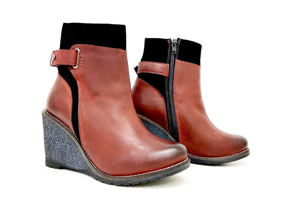 Isabel Wine Wedge Bootie