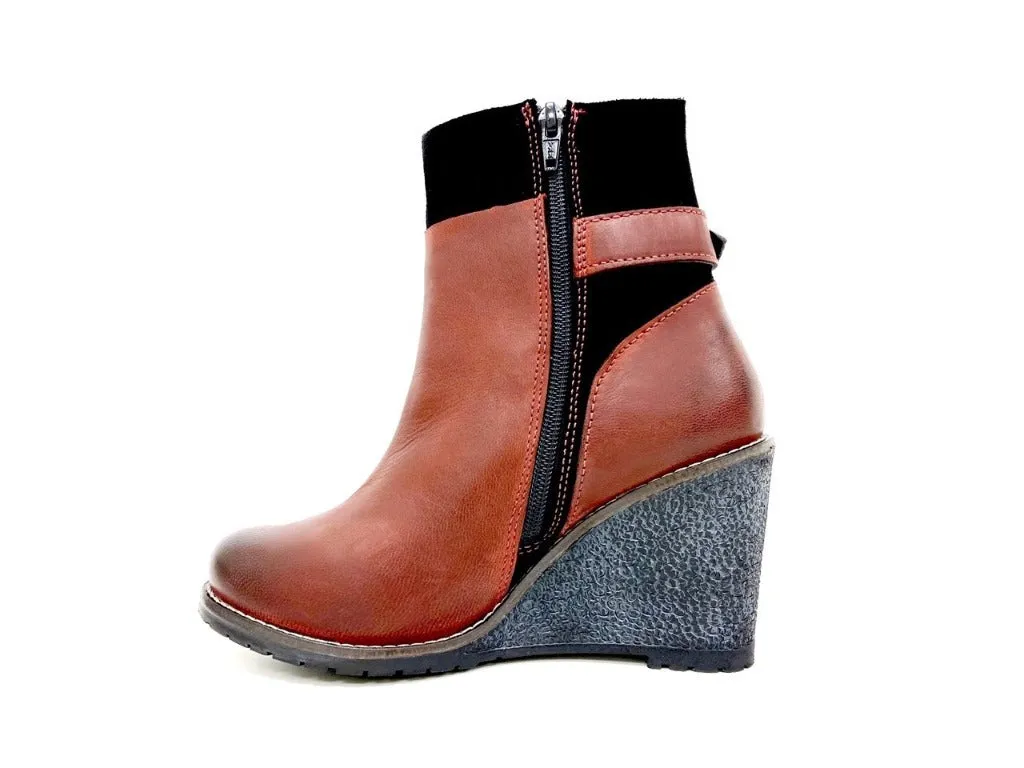 Isabel Wine Wedge Bootie