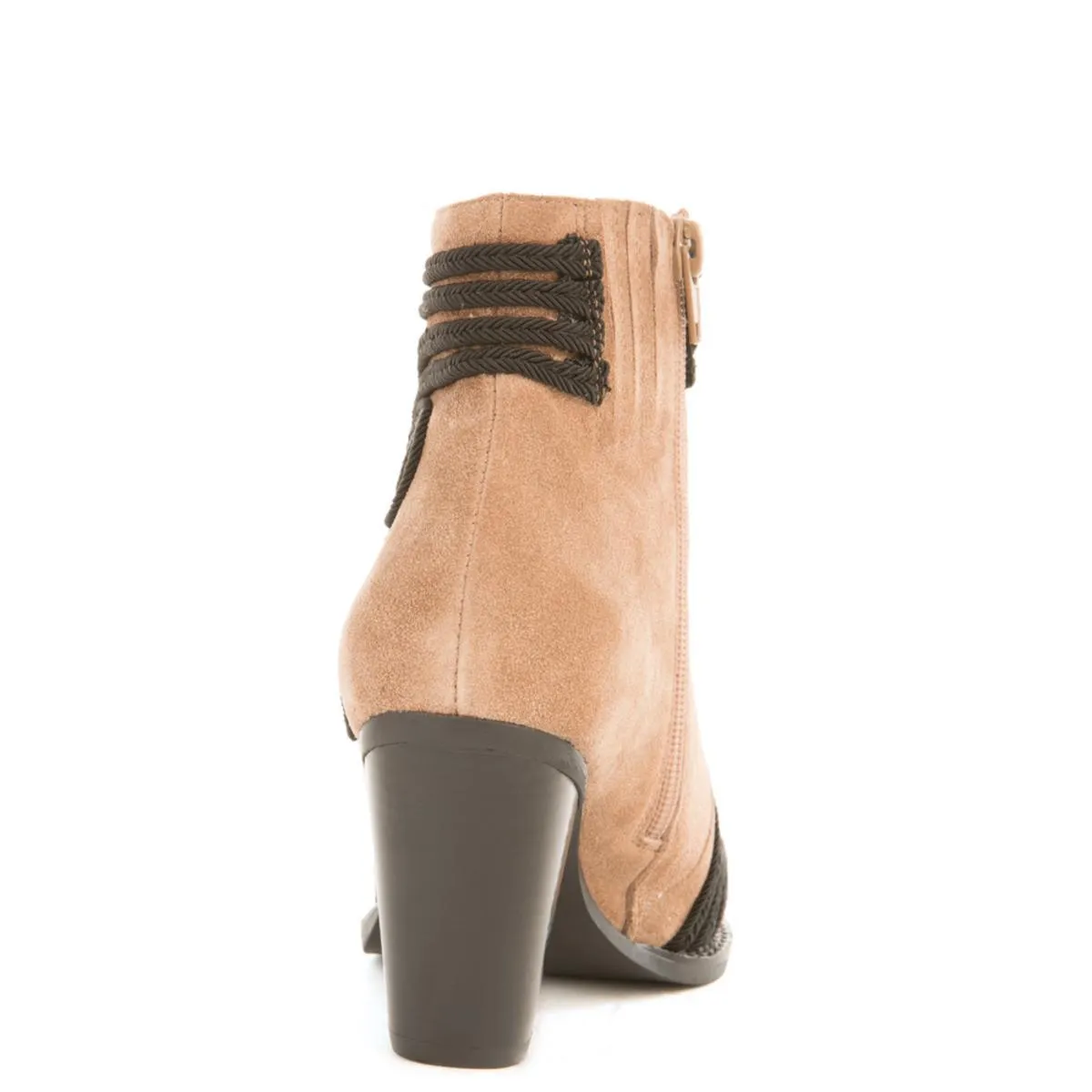 Jeffrey Campbell Gatlin-EMB Taupe Suede Heeled Booties Taupe