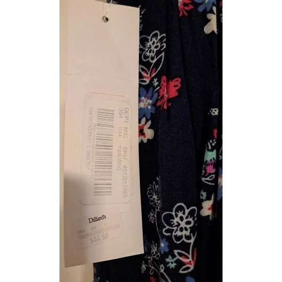 Jody California USA‎ Navy Ruffle Tiered Boho Maxi Skirt Floral Vintage NWT